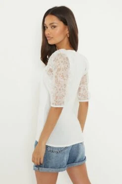 Dorothy Perkins Petite Square Neck Floral Organza Short Sleeve Top 8 Dorothy Perkins Petite Square Neck Floral Organza Short Sleeve Top -Perkindo Store bqq10583 white xl 2