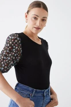 Dorothy Perkins Tall Mesh Sleeve Detail Top