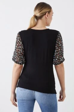 Dorothy Perkins Tall Mesh Sleeve Detail Top -Perkindo Store bqq10590 black xl 2