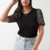 Dorothy Perkins Floral Contrast Mesh Sleeve Top 1 Dorothy Perkins Floral Contrast Mesh Sleeve Top -Perkindo Store bqq10595 black xl