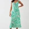 Dorothy Perkins Green Zebra Tie Front Midi Dress 1 Dorothy Perkins Green Zebra Tie Front Midi Dress -Perkindo Store bqq10607 green xl