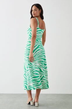 Dorothy Perkins Green Zebra Tie Front Midi Dress -Perkindo Store bqq10607 green xl 2