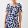 Dorothy Perkins Blue Floral Tie Sleeve Frill Hem Mini Dress 1 Dorothy Perkins Blue Floral Tie Sleeve Frill Hem Mini Dress -Perkindo Store bqq10631 blue xl