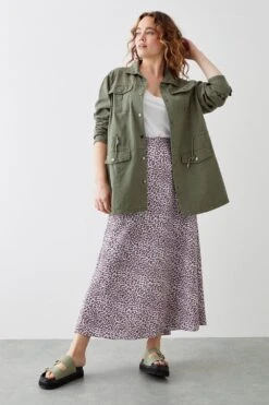 Dorothy Perkins Curve Purple Animal Midi Skirt