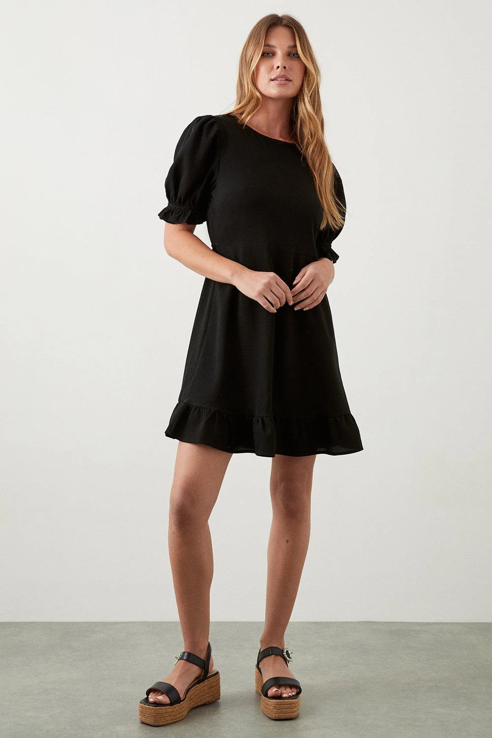 Dorothy Perkins Black Ruffle Hem Mini Dress 3 Dorothy Perkins Black Ruffle Hem Mini Dress