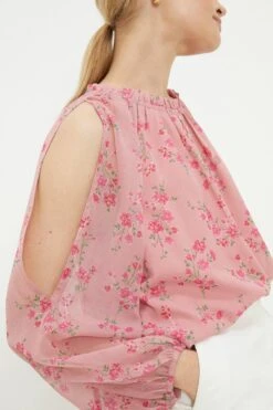 Dorothy Perkins Ditsy Chiffon Open Shoulder Blouse 6 Dorothy Perkins Ditsy Chiffon Open Shoulder Blouse -Perkindo Store bqq10659 pink xl 1