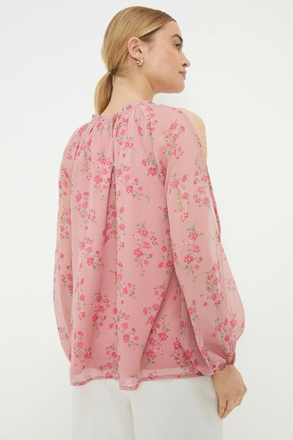 Dorothy Perkins Ditsy Chiffon Open Shoulder Blouse 5 Dorothy Perkins Ditsy Chiffon Open Shoulder Blouse - Image 3
