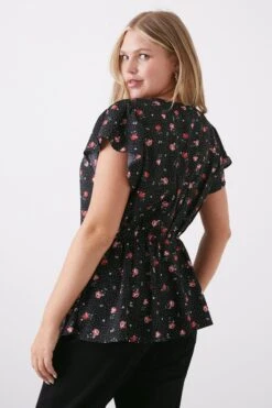 Dorothy Perkins Curve Ruched Front Angel Sleeve Blouse 7 Dorothy Perkins Curve Ruched Front Angel Sleeve Blouse -Perkindo Store bqq10687 black xl 2
