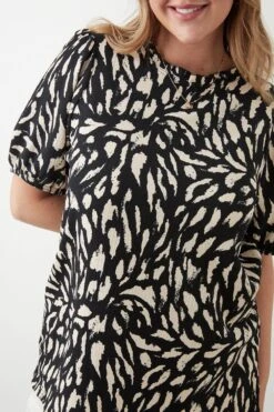 Dorothy Perkins Curve Animal Ruffle Short Sleeve Blouse 9 Dorothy Perkins Curve Animal Ruffle Short Sleeve Blouse -Perkindo Store bqq10713 black xl 3