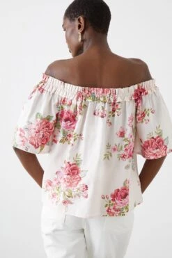 Dorothy Perkins Large Floral Bardot Blouse 7 Dorothy Perkins Large Floral Bardot Blouse -Perkindo Store bqq10732 ivory xl 2