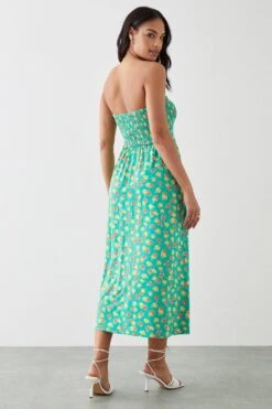 Dorothy Perkins Green Ditsy Shirred Bodice Bandeau Midi Dress -Perkindo Store bqq10751 green xl 2