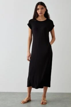 Dorothy Perkins Black Column Midi Dress With Pockets