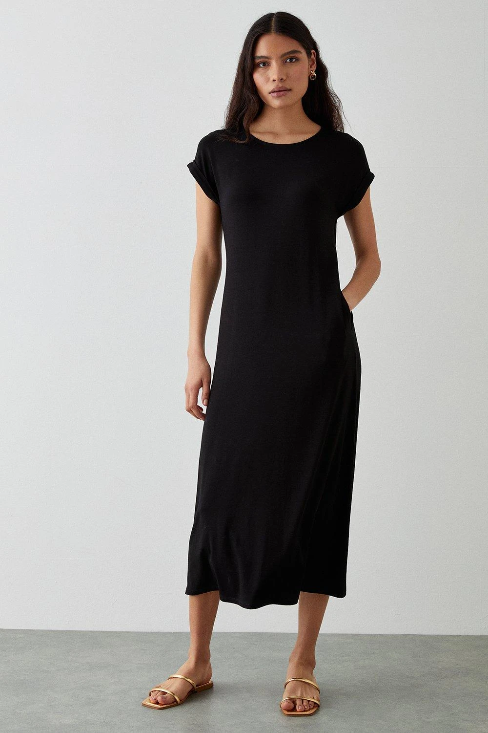 Dorothy Perkins Black Column Midi Dress With Pockets 3 Dorothy Perkins Black Column Midi Dress With Pockets
