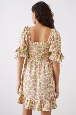 Dorothy Perkins Petite Floral Print Shirred Bodice Frill Hem Mini Dress 8 Dorothy Perkins Petite Floral Print Shirred Bodice Frill Hem Mini Dress -Perkindo Store bqq10789 yellow xl 2