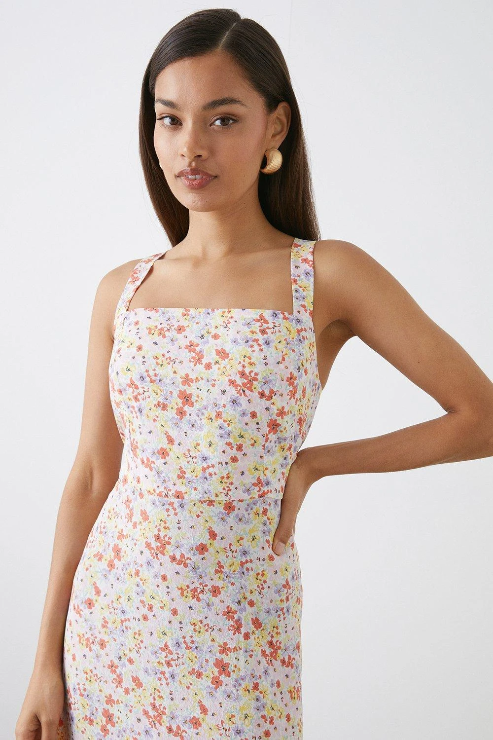 Dorothy Perkins Petite Pastel Ditsy Print Square Neck Cami Midi Dress 4 Dorothy Perkins Petite Pastel Ditsy Print Square Neck Cami Midi Dress - Image 2