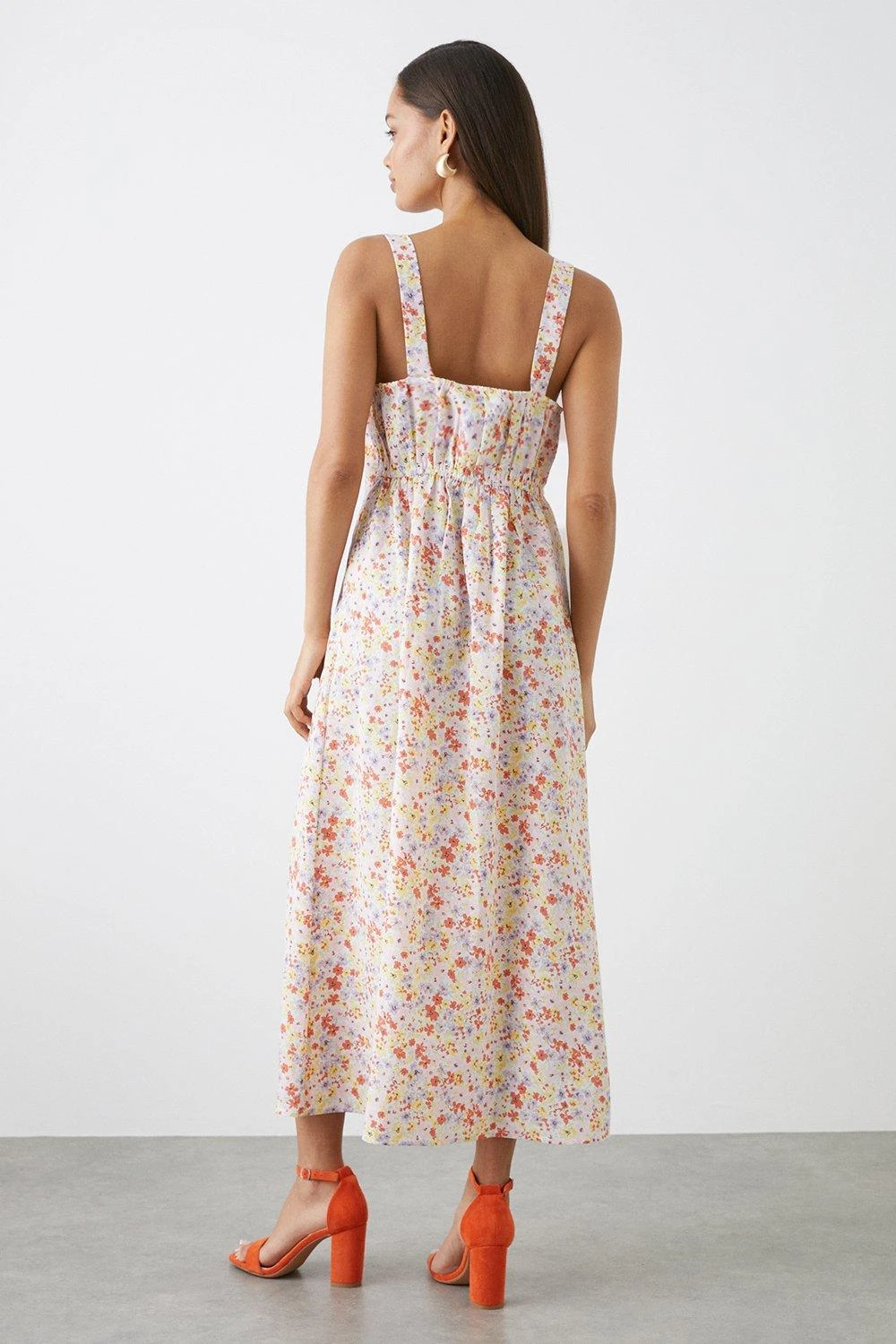 Dorothy Perkins Petite Pastel Ditsy Print Square Neck Cami Midi Dress 5 Dorothy Perkins Petite Pastel Ditsy Print Square Neck Cami Midi Dress - Image 3