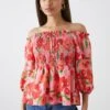 Dorothy Perkins Petite Pink Floral Shirred Blouse -Perkindo Store bqq10835 pink xl
