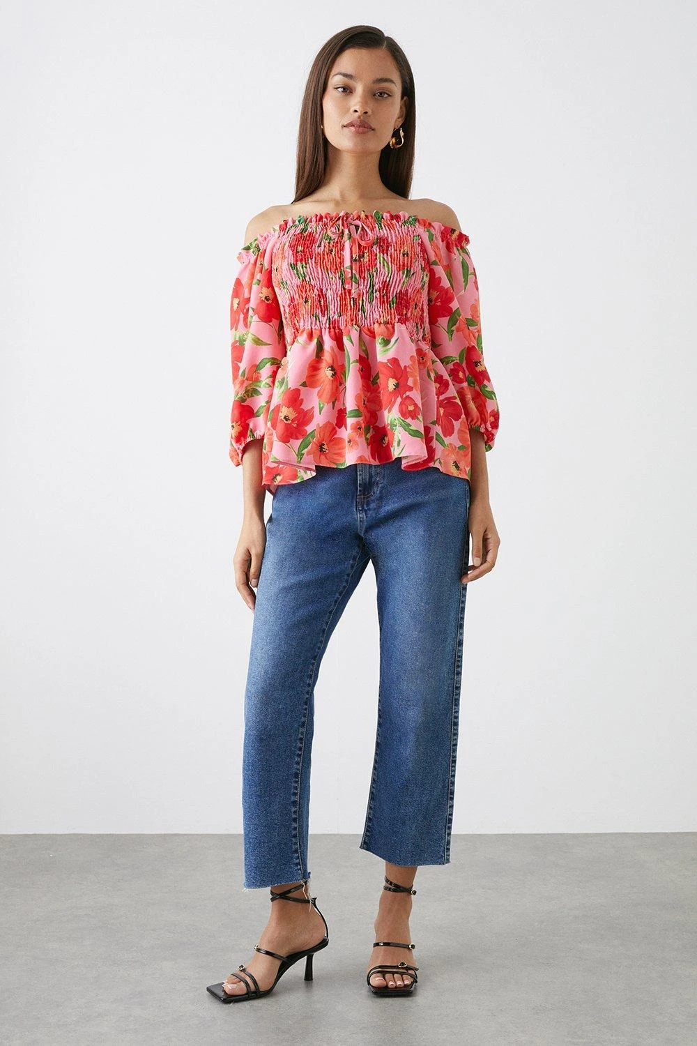 Dorothy Perkins Petite Pink Floral Shirred Blouse 4 Dorothy Perkins Petite Pink Floral Shirred Blouse - Image 2
