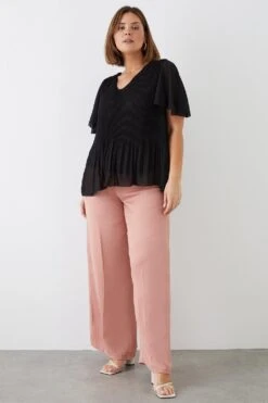 Dorothy Perkins Curve Chiffon Short Sleeve Pleated Blouse