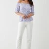 Dorothy Perkins Floral Print Shirred Waist Bardot Top