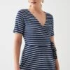 Dorothy Perkins Tall Wrap Detail Short Sleeve Printed Top 1 Dorothy Perkins Tall Wrap Detail Short Sleeve Printed Top -Perkindo Store bqq10959 stripe xl