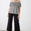Dorothy Perkins Tall Double Layer Printed Bardot Top 1 Dorothy Perkins Tall Double Layer Printed Bardot Top -Perkindo Store bqq10960 mono xl