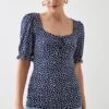 Dorothy Perkins Tall Sweetheart Tie Detail Printed Top 1 Dorothy Perkins Tall Sweetheart Tie Detail Printed Top -Perkindo Store bqq10963 navy xl