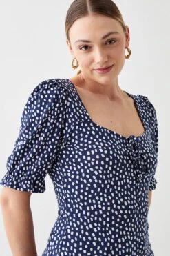 Dorothy Perkins Tall Sweetheart Tie Detail Printed Top 6 Dorothy Perkins Tall Sweetheart Tie Detail Printed Top -Perkindo Store bqq10963 navy xl 1