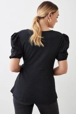 Dorothy Perkins Tall Broderie Sleeve Detail Wrap Top 7 Dorothy Perkins Tall Broderie Sleeve Detail Wrap Top -Perkindo Store bqq10964 black xl 2