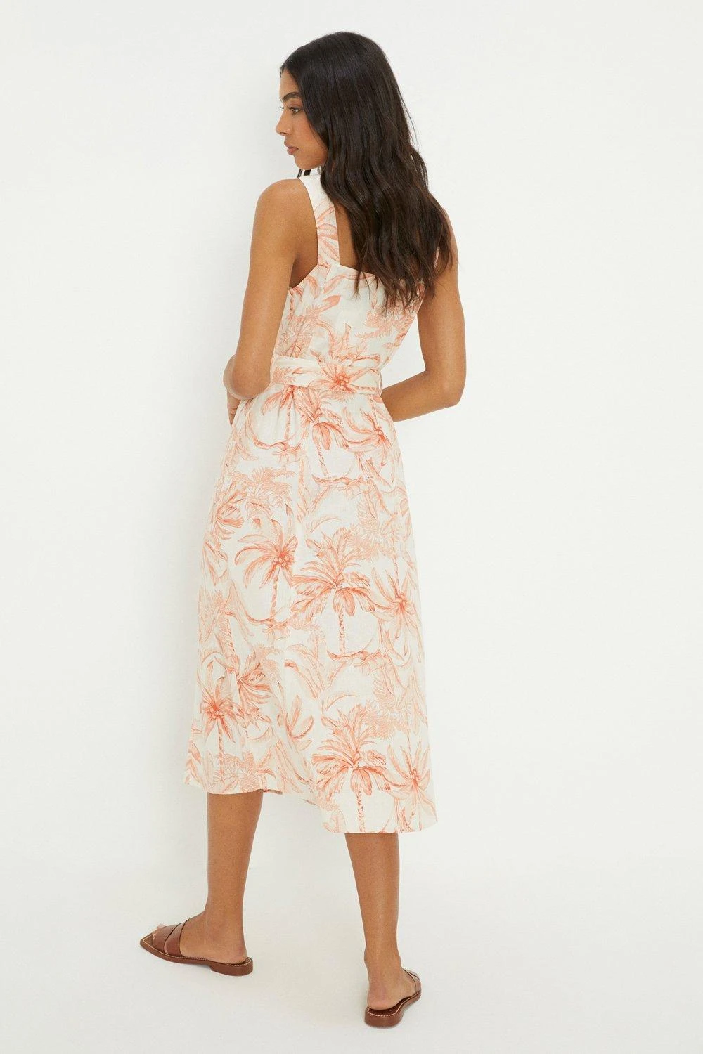 Dorothy Perkins Ivory Palm Print Button Through Strappy Midi Dress 5 Dorothy Perkins Ivory Palm Print Button Through Strappy Midi Dress - Image 3