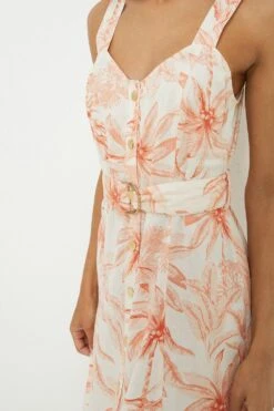 Dorothy Perkins Ivory Palm Print Button Through Strappy Midi Dress 9 Dorothy Perkins Ivory Palm Print Button Through Strappy Midi Dress -Perkindo Store bqq10988 ivory xl 3