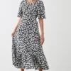 Dorothy Perkins Mono Floral Print Flutter Sleeve Midi Dress 1 Dorothy Perkins Mono Floral Print Flutter Sleeve Midi Dress -Perkindo Store bqq10998 mono xl