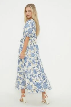 Dorothy Perkins Petite Ivory Poplin Floral Print Shirt Dress -Perkindo Store bqq11022 ivory xl 3