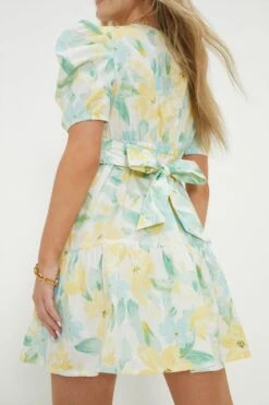 Dorothy Perkins Petite Ivory Floral Ruched Front Mini Dress -Perkindo Store bqq11023 ivory xl 2