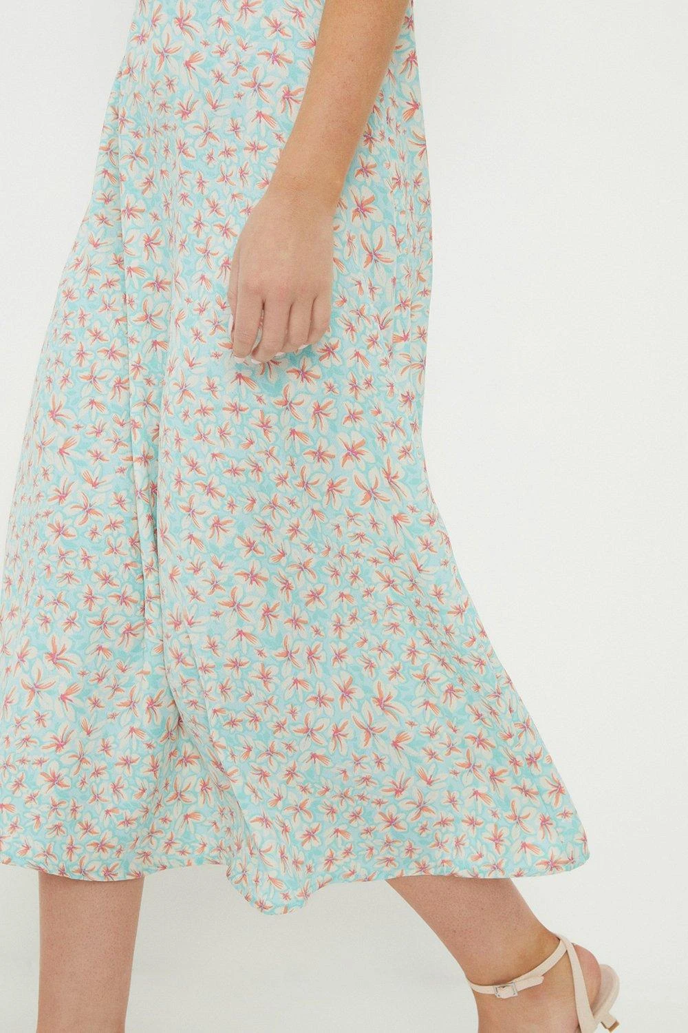 Dorothy Perkins Petite Aqua Ditsy Floral Print Ruffle Dress 5 Dorothy Perkins Petite Aqua Ditsy Floral Print Ruffle Dress - Image 3