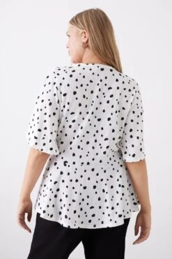 Dorothy Perkins Curve Ivory Spot Angel Sleeve Blouse 7 Dorothy Perkins Curve Ivory Spot Angel Sleeve Blouse -Perkindo Store bqq11030 ivory xl 2