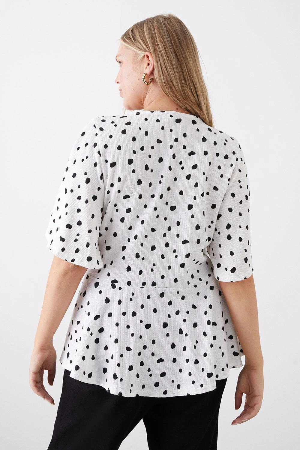 Dorothy Perkins Curve Ivory Spot Angel Sleeve Blouse 5 Dorothy Perkins Curve Ivory Spot Angel Sleeve Blouse - Image 3