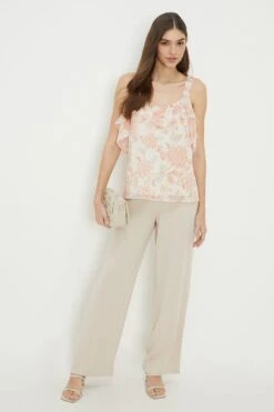 Dorothy Perkins Floral Chiffon Frill Neck Bardot Top -Perkindo Store bqq11036 pink xl 1