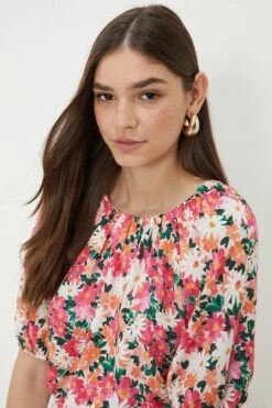 Dorothy Perkins Painted Floral Puff Sleeve Blouse -Perkindo Store bqq11039 multi xl 3