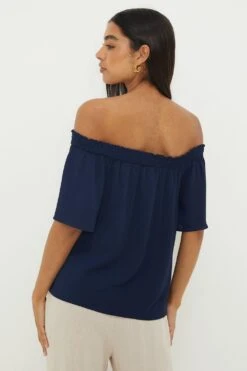Dorothy Perkins Frill Neck Bardot Top 8 Dorothy Perkins Frill Neck Bardot Top -Perkindo Store bqq11041 navy xl 2