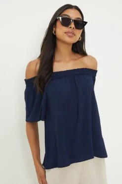 Dorothy Perkins Frill Neck Bardot Top 9 Dorothy Perkins Frill Neck Bardot Top -Perkindo Store bqq11041 navy xl 3