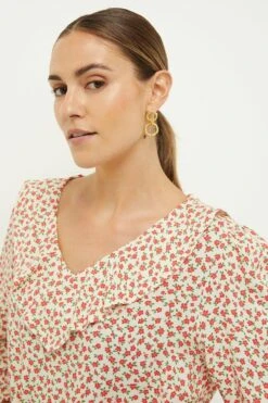 Dorothy Perkins Ditsy Button Through Frill Shirt -Perkindo Store bqq11045 ivory xl 1