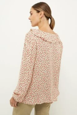 Dorothy Perkins Ditsy Button Through Frill Shirt -Perkindo Store bqq11045 ivory xl 2