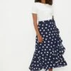 Dorothy Perkins Tall Navy Spot Frill Wrap Midi Skirt 2 Dorothy Perkins Tall Navy Spot Frill Wrap Midi Skirt -Perkindo Store bqq11053 navy xl