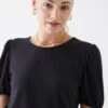 Dorothy Perkins Tall Rib Puff Sleeve Fitted Top -Perkindo Store bqq11072 black xl