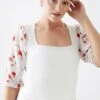 Dorothy Perkins Tall Floral Embroidered Sleeve Top 1 Dorothy Perkins Tall Floral Embroidered Sleeve Top -Perkindo Store bqq11074 white xl