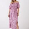 Dorothy Perkins Tall Pink Ditsy Print Bardot Midi Dress 1 Dorothy Perkins Tall Pink Ditsy Print Bardot Midi Dress -Perkindo Store bqq11175 pink xl