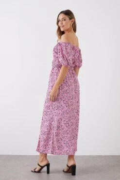 Dorothy Perkins Tall Pink Ditsy Print Bardot Midi Dress 6 Dorothy Perkins Tall Pink Ditsy Print Bardot Midi Dress -Perkindo Store bqq11175 pink xl 2
