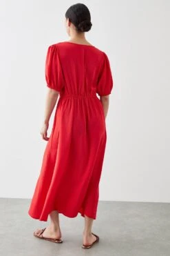 Dorothy Perkins Petite Red Puff Sleeve Midi Dress 7 Dorothy Perkins Petite Red Puff Sleeve Midi Dress -Perkindo Store bqq11181 red xl 2