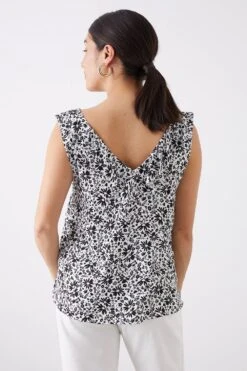 Dorothy Perkins Mono Floral Frill Neck Cami 7 Dorothy Perkins Mono Floral Frill Neck Cami -Perkindo Store bqq11188 mono xl 2